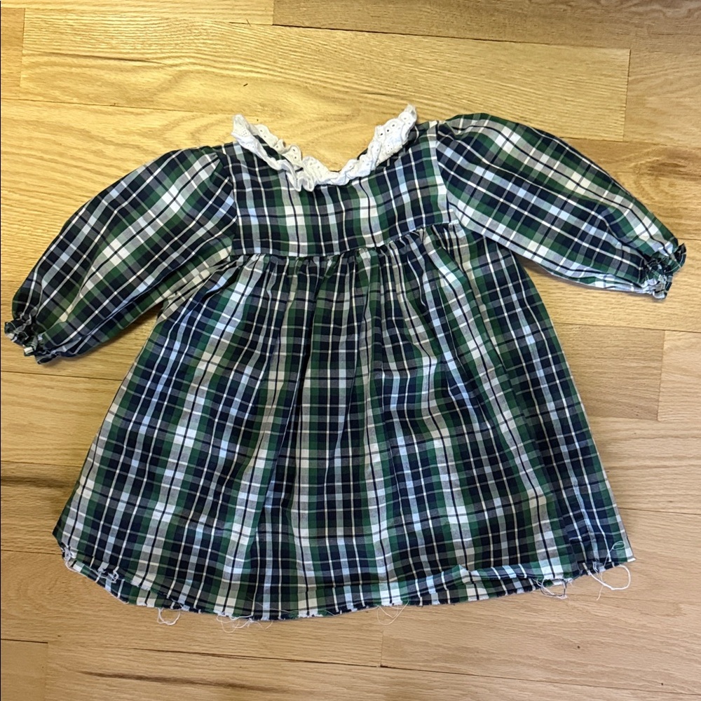 Cecil and Lou Green and Navy Toddler Dress